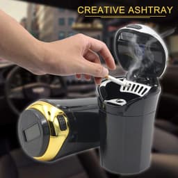 image-Portable Solar Rechargeable Car Ashtray Detachable Car Ashtray With Led Light Windproof Outdoor Travel Home Use