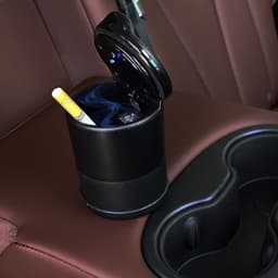 image-Portable Solar Rechargeable Car Ashtray Detachable Car Ashtray With Led Light Windproof Outdoor Travel Home Use
