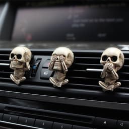 image-Skull Car Ornaments Air Outlet Ghost Head Three-piece Interior Pendant Decoration Ornament Ghost Head Desktop Figurines Decor