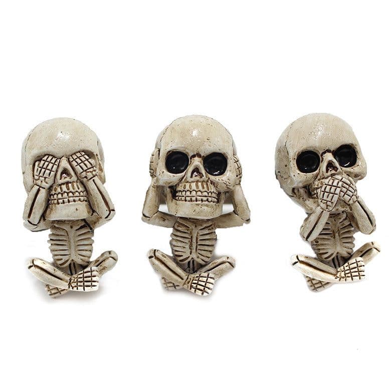 image-Skull Car Ornaments Air Outlet Ghost Head Three-piece Interior Pendant Decoration Ornament Ghost Head Desktop Figurines Decor