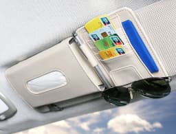 image-Creative Car Sun Visor Tissue Box With Invoice Folder Bill Clip Card Holder Car Hanging Sunroof Napkin Bag Card Slot