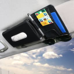 image-Creative Car Sun Visor Tissue Box With Invoice Folder Bill Clip Card Holder Car Hanging Sunroof Napkin Bag Card Slot