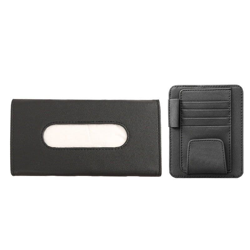 image-Creative Car Sun Visor Tissue Box With Invoice Folder Bill Clip Card Holder Car Hanging Sunroof Napkin Bag Card Slot