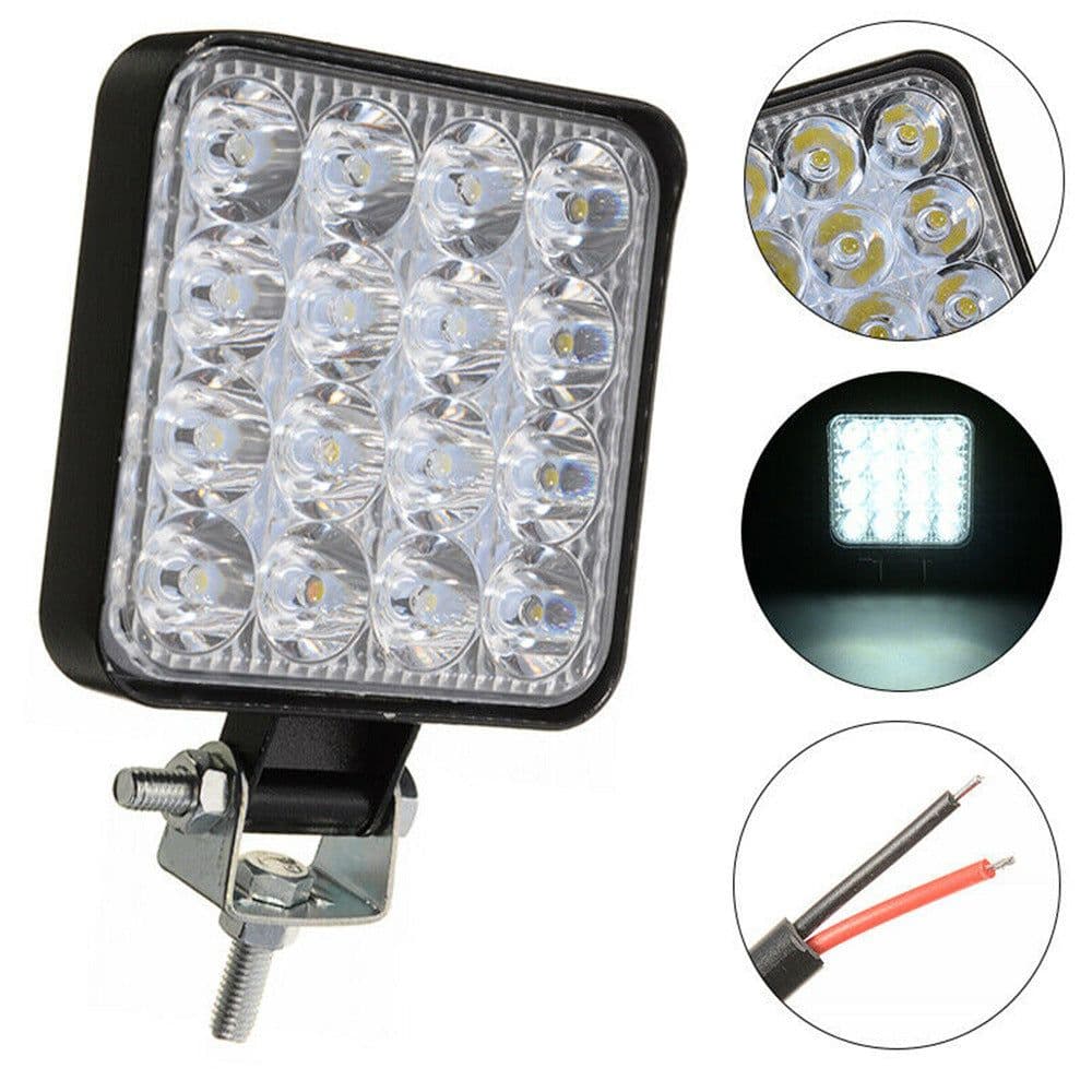 image-Car Led Work Light 4 Inch 48W Square 16 Lights Auxiliary Lights Modified Headlights Spotlights Headlights