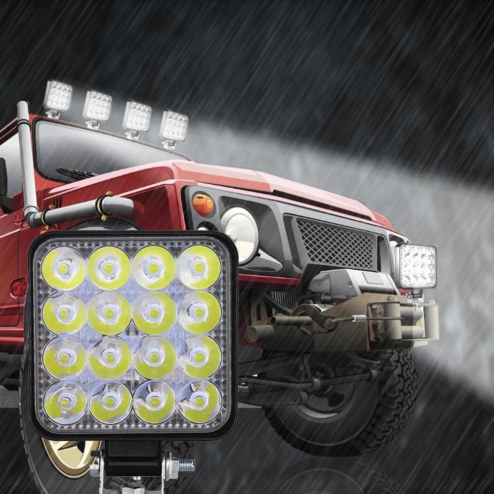 image-Car Led Work Light 4 Inch 48W Square 16 Lights Auxiliary Lights Modified Headlights Spotlights Headlights