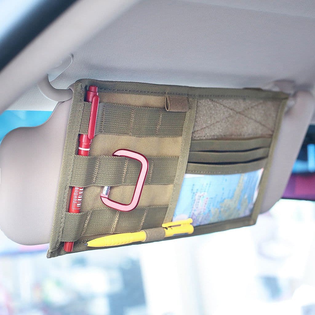 image-Tactical MOLLE Vehicle Sun Visor Organizer Panel CD Storage Bag Car Truck Auto Accessories Holder EDC Tool Pouch