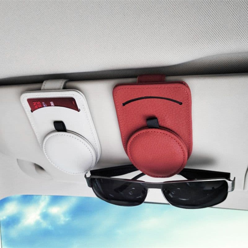 image-Car Glasses Holder Universal Sun Visor Eyeglasses Clip Sunglasses Case Card Holder Auto Interior Accessories