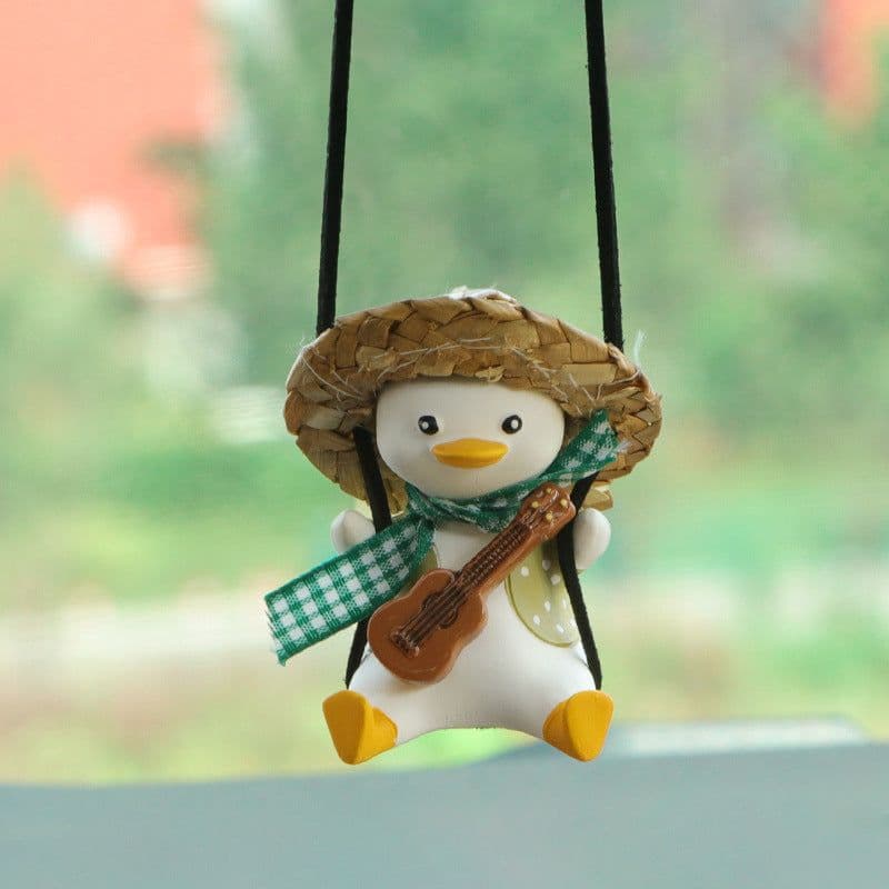 image-Car Pendant Cute Anime Little Duck Swing Auto Rearview Mirror Hanging Ornaments Interior Decoraction Accessories For Girls Gifts
