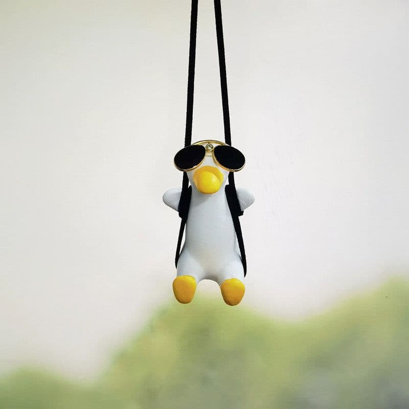 image-Car Pendant Cute Anime Little Duck Swing Auto Rearview Mirror Hanging Ornaments Interior Decoraction Accessories For Girls Gifts