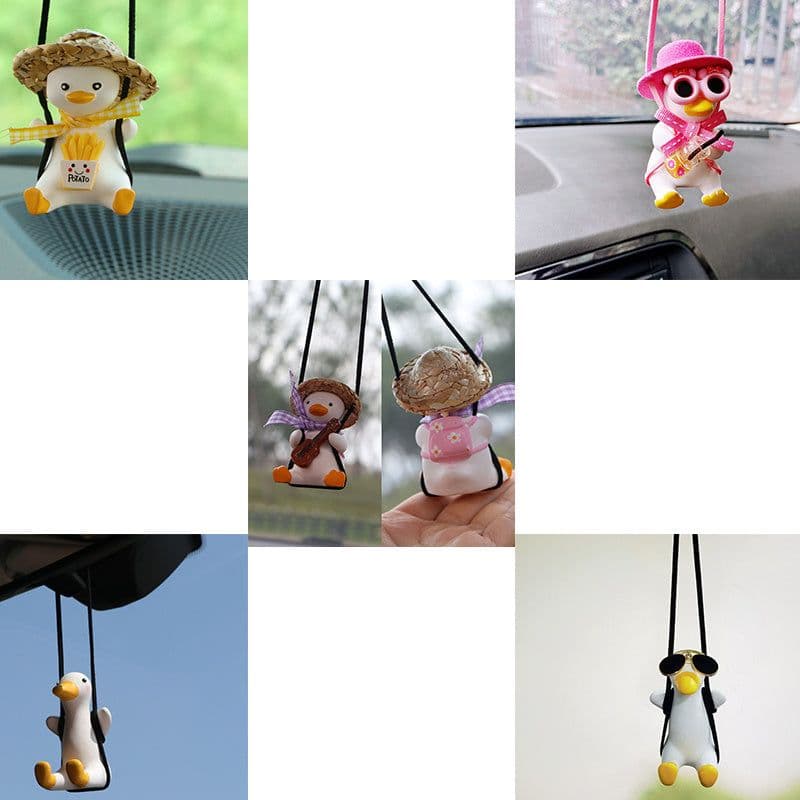 image-Car Pendant Cute Anime Little Duck Swing Auto Rearview Mirror Hanging Ornaments Interior Decoraction Accessories For Girls Gifts