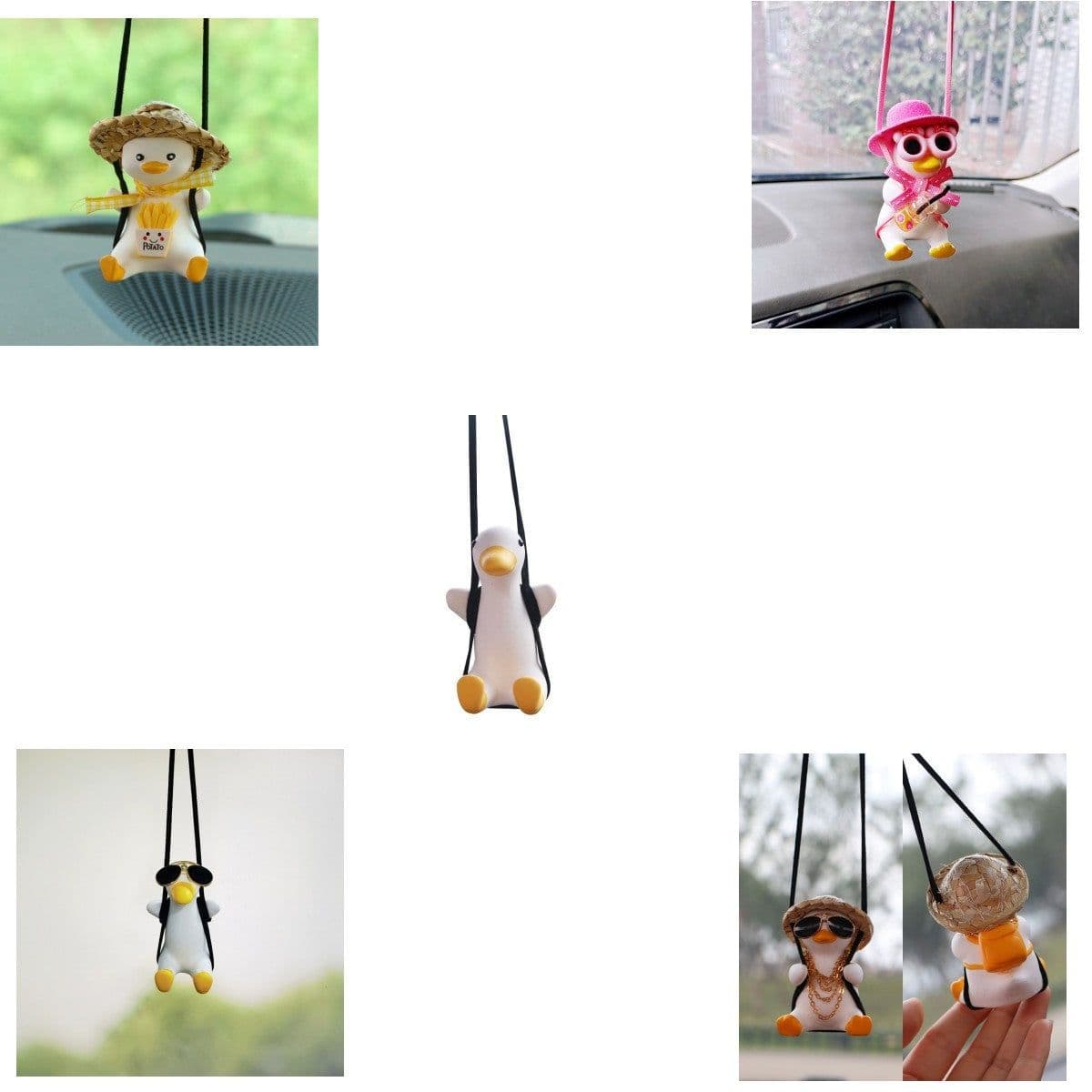 image-Car Pendant Cute Anime Little Duck Swing Auto Rearview Mirror Hanging Ornaments Interior Decoraction Accessories For Girls Gifts