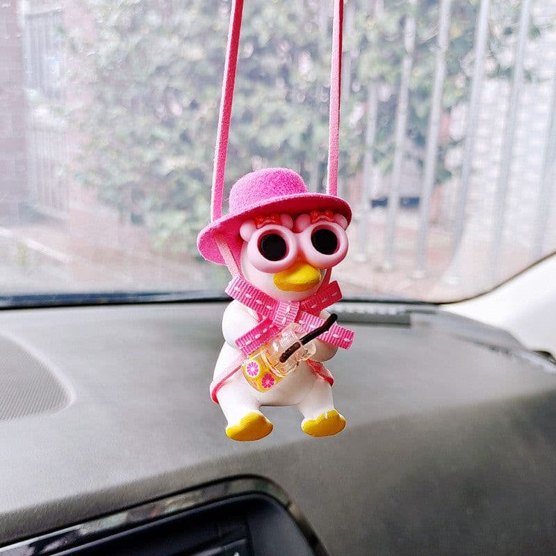 image-Car Pendant Cute Anime Little Duck Swing Auto Rearview Mirror Hanging Ornaments Interior Decoraction Accessories For Girls Gifts