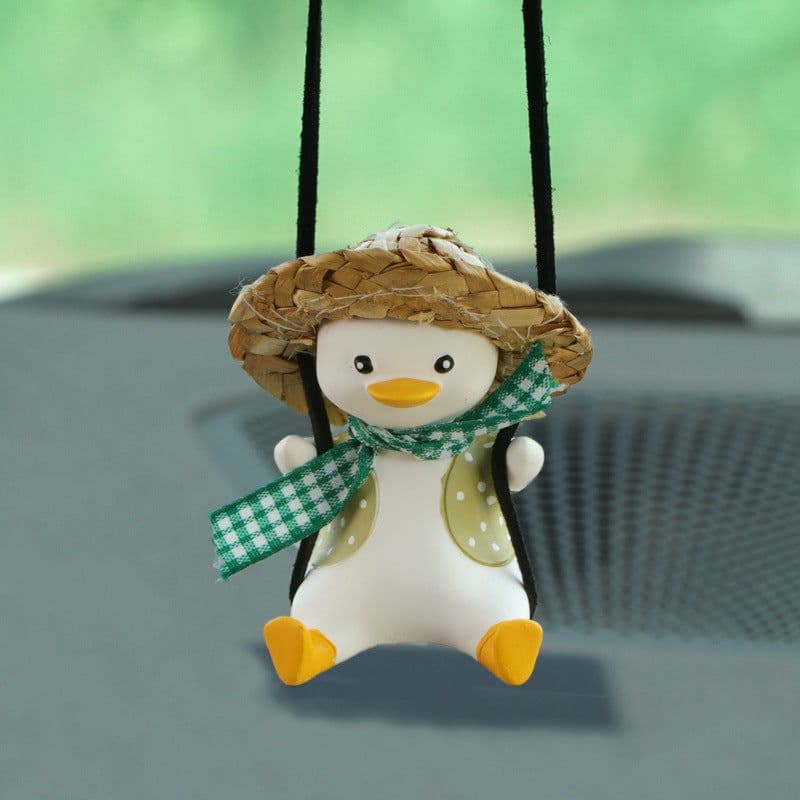 image-Car Pendant Cute Anime Little Duck Swing Auto Rearview Mirror Hanging Ornaments Interior Decoraction Accessories For Girls Gifts