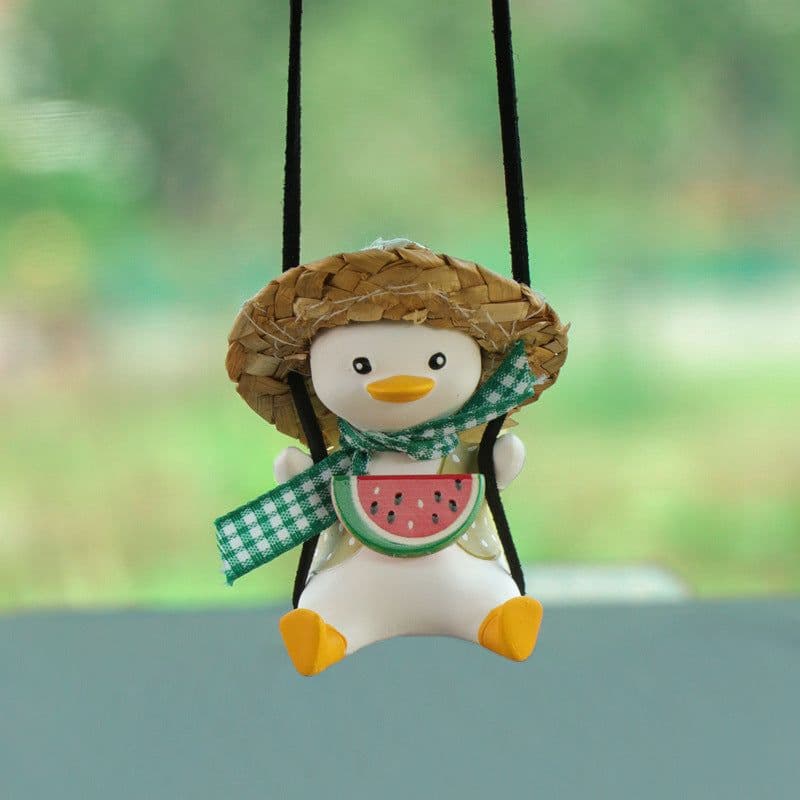 image-Car Pendant Cute Anime Little Duck Swing Auto Rearview Mirror Hanging Ornaments Interior Decoraction Accessories For Girls Gifts