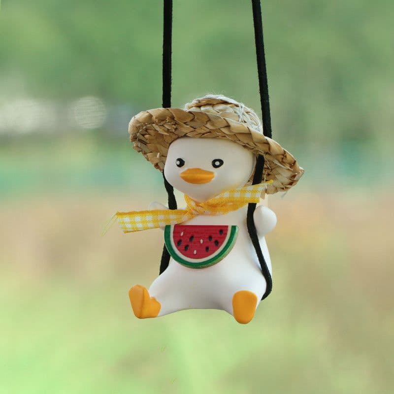 image-Car Pendant Cute Anime Little Duck Swing Auto Rearview Mirror Hanging Ornaments Interior Decoraction Accessories For Girls Gifts
