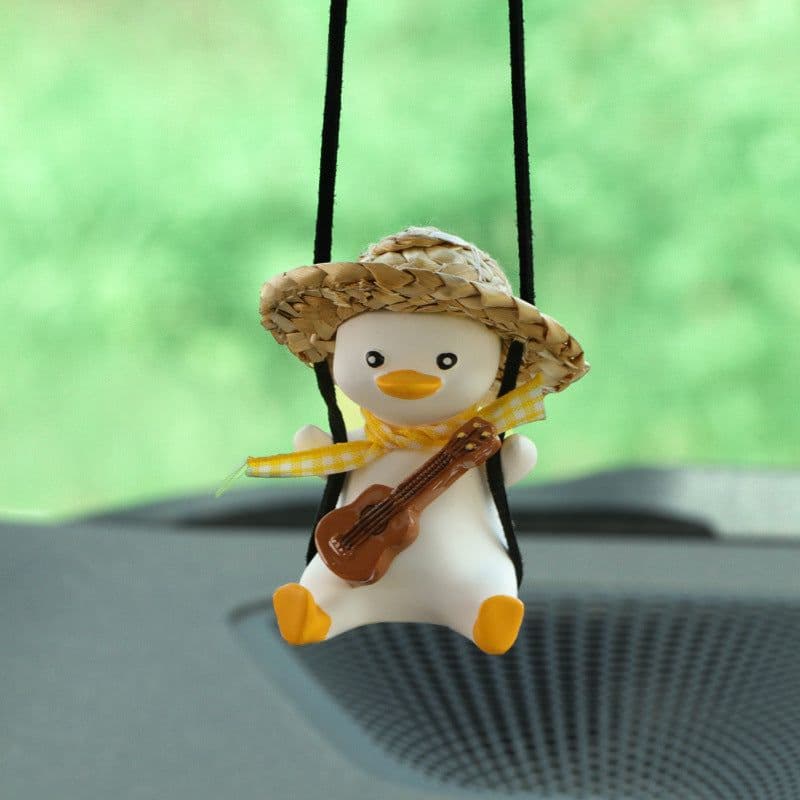 image-Car Pendant Cute Anime Little Duck Swing Auto Rearview Mirror Hanging Ornaments Interior Decoraction Accessories For Girls Gifts