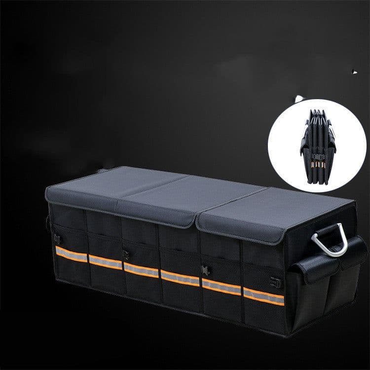 image-Car Trunk Organizer Foldable Cover Heavy Duty Collapsible Car Trunk Storage Box Car Cargo Trunk Bag With Lid For Sedan SUV