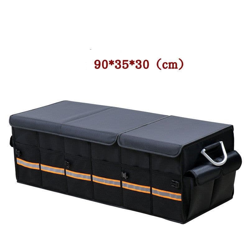 image-Car Trunk Organizer Foldable Cover Heavy Duty Collapsible Car Trunk Storage Box Car Cargo Trunk Bag With Lid For Sedan SUV