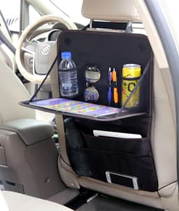 image-Car Seat Back Storage Bag Car Organizer Bag Foldable Dining Table Tray Travel Storage Bag Car Interior Accessories