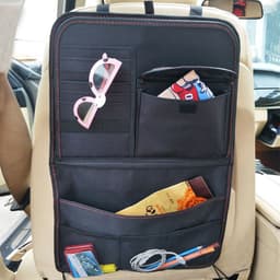 image-Car Seat Back Storage Bag Car Organizer Bag Foldable Dining Table Tray Travel Storage Bag Car Interior Accessories