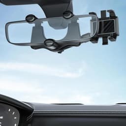image-Rearview Mirror Phone Holder For Car Rotatable And Retractable Car Phone Holder Multifunctional 360 Rear View Mirror Phone Holder Suitable For All Mobile Phones And All Car