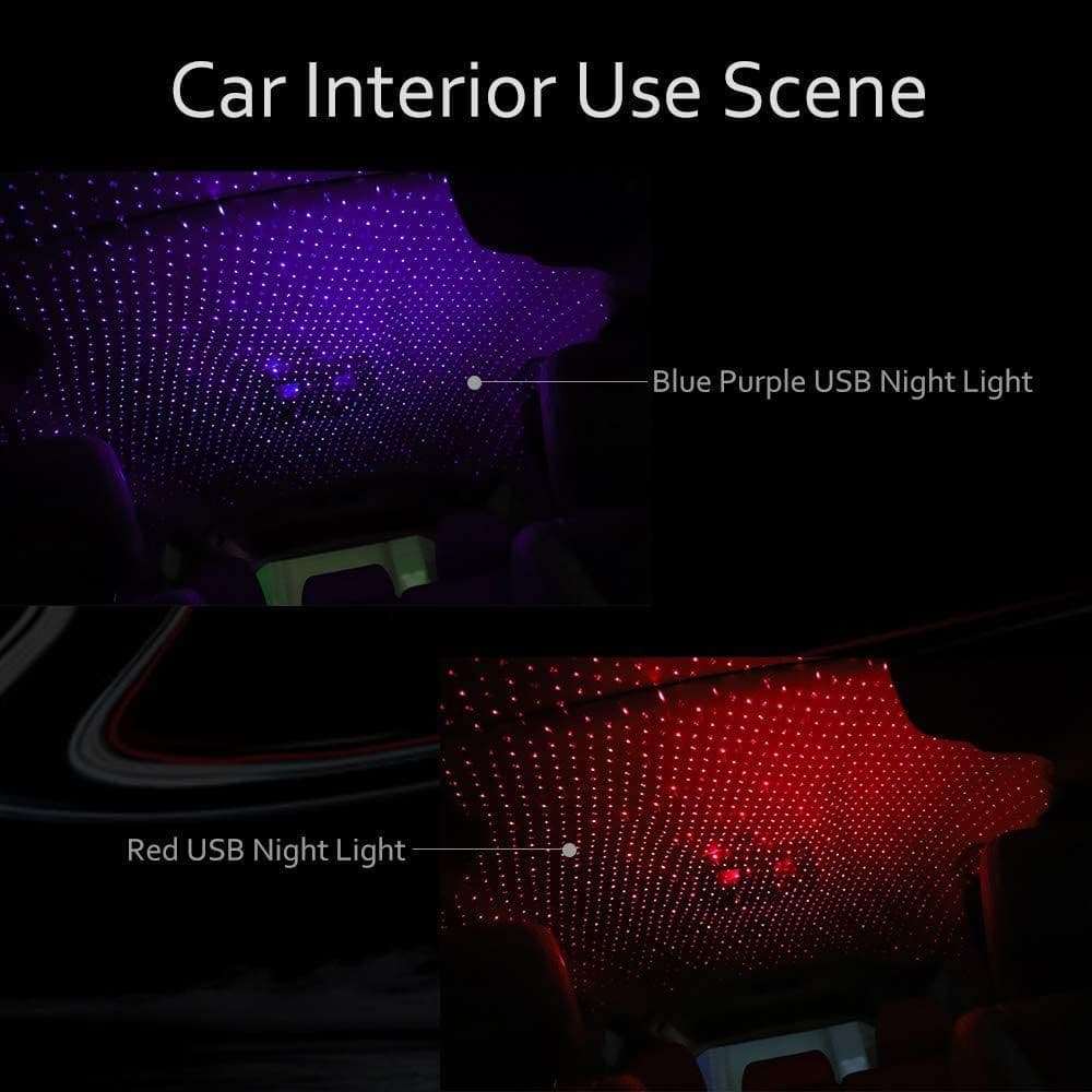 image-Car LED Starry Sky Night Light USB Powered Galaxy Star Projector Lamp For Car Roof Room Ceiling Decor Plug And Play