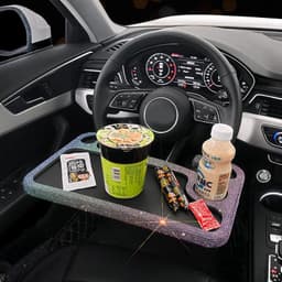 image-Car Steering Wheel Diamond Inlaid Interior Dining Table