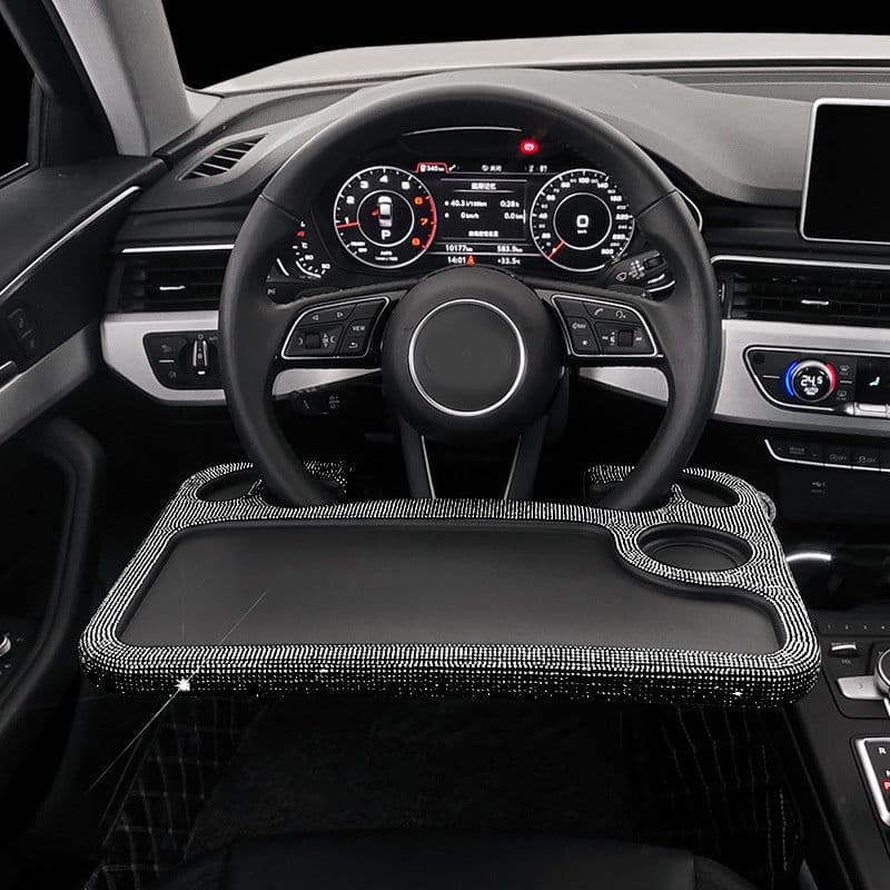 image-Car Steering Wheel Diamond Inlaid Interior Dining Table