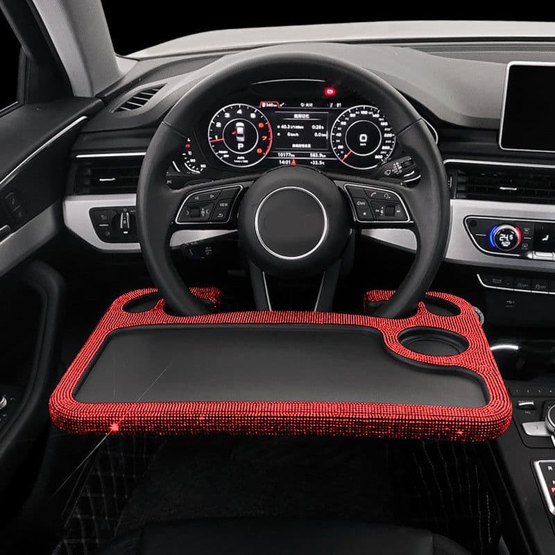 image-Car Steering Wheel Diamond Inlaid Interior Dining Table