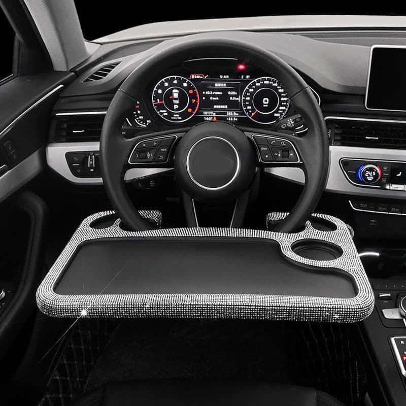 image-Car Steering Wheel Diamond Inlaid Interior Dining Table