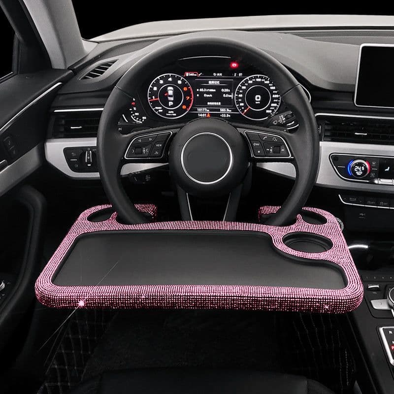 image-Car Steering Wheel Diamond Inlaid Interior Dining Table