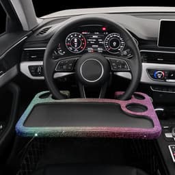 image-Car Steering Wheel Diamond Inlaid Interior Dining Table
