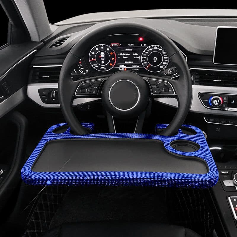 image-Car Steering Wheel Diamond Inlaid Interior Dining Table