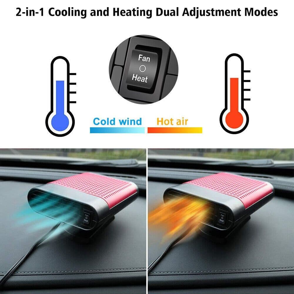 image-1000W Car Heater 12V Portable Electric Heating Fan Defogger Defroster Demister