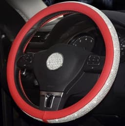image-Car steering wheel handle set Four seasons universal really cute feminine cartoon leather anti-slip handle