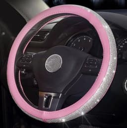 image-Car steering wheel handle set Four seasons universal really cute feminine cartoon leather anti-slip handle