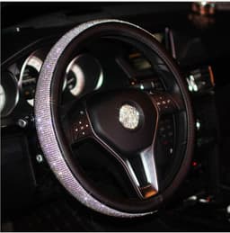 image-Car steering wheel handle set Four seasons universal really cute feminine cartoon leather anti-slip handle