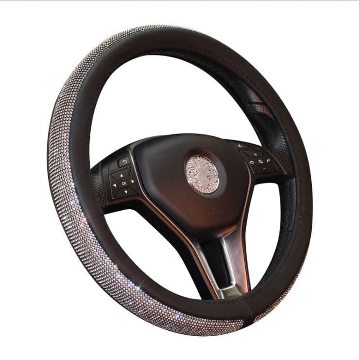 image-Car steering wheel handle set Four seasons universal really cute feminine cartoon leather anti-slip handle