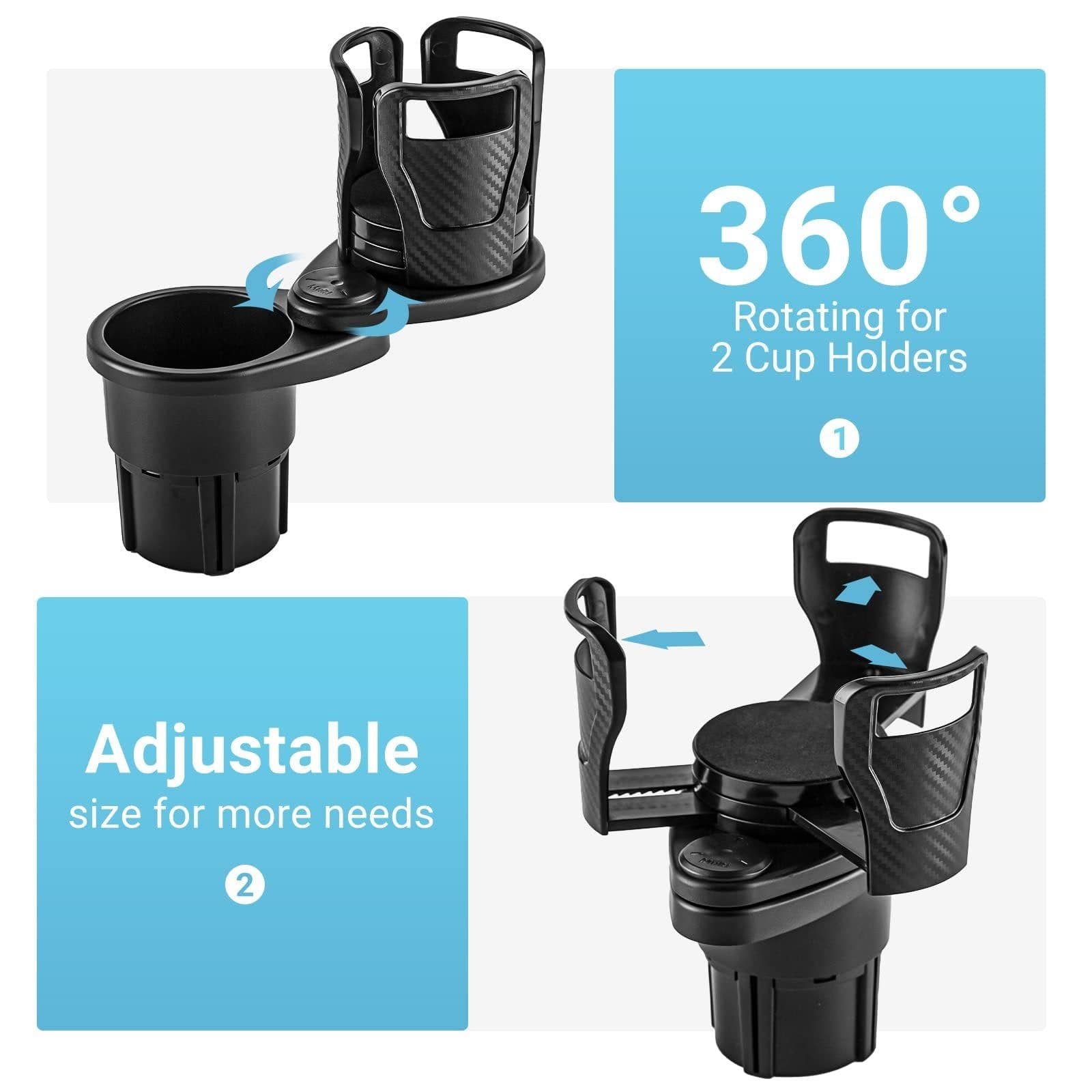 image-Car Drinking Bottle Holder 360 Degrees Rotatable Water Cup Holder Sunglasses Phone Organizer Storage Car Interior Accessories