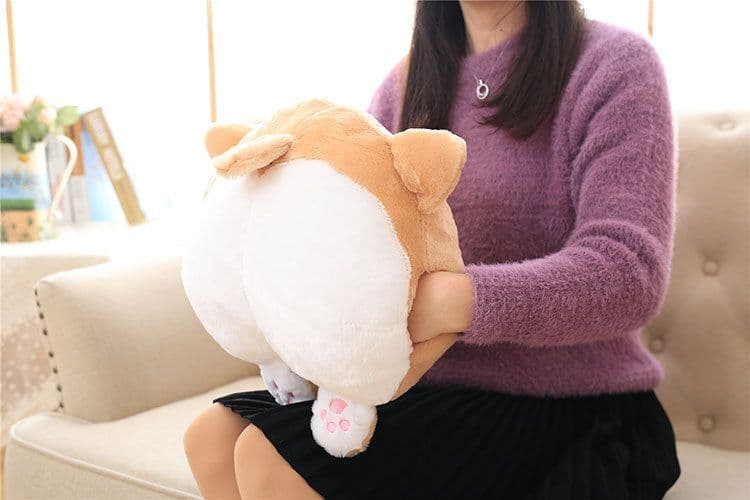 image-New Universal Car Neck Pillow Headrest Seat Cute Soft Corgi Butt Shape Pillows