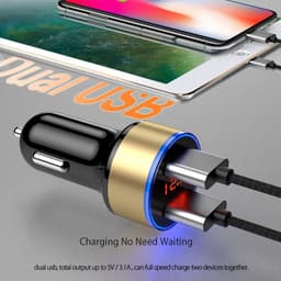 image-Car Charger 5V 3.1A With LED Display Universal Dual Usb Phone Car-Charger