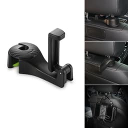 image-Car Headrest Hook with Phone Holder Seat Back Hanger for Bag Handbag Purse Grocery Cloth