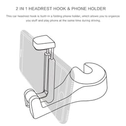 image-Car Headrest Hook with Phone Holder Seat Back Hanger for Bag Handbag Purse Grocery Cloth