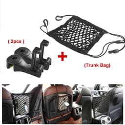 image-Car Headrest Hook with Phone Holder Seat Back Hanger for Bag Handbag Purse Grocery Cloth