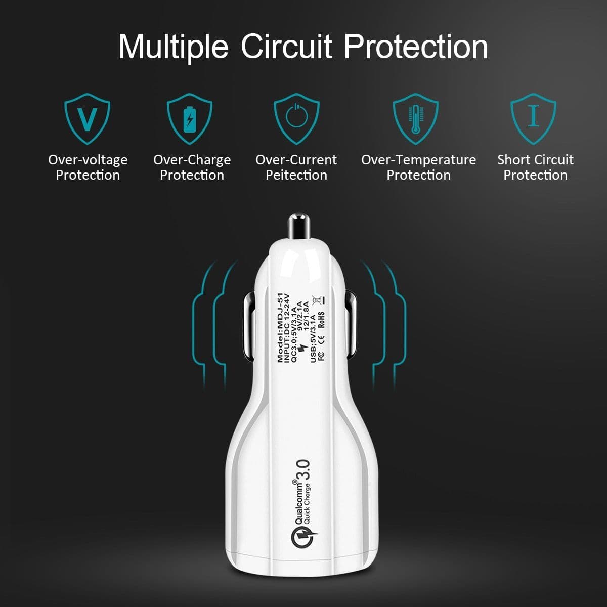 image-Quick Charge 3.0 Car Charger For Mobile Phone Dual Usb Car Charger Qualcomm Qc 3.0 Fast Charging Adapter Mini Usb Car Charger