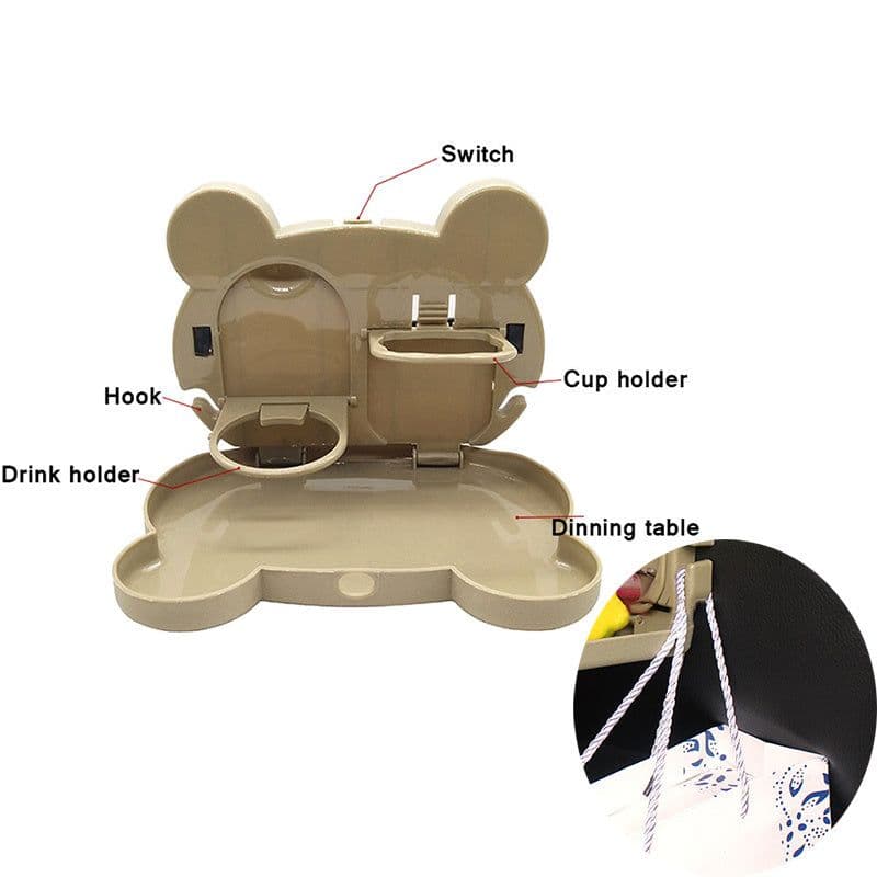 image-Child Car Seat Table Car Seat Tray Storage Kids Toy Food Water Holder Children Portable Table For Car Baby Food Desk ABS
