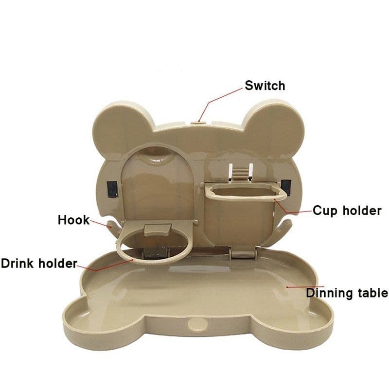 image-Child Car Seat Table Car Seat Tray Storage Kids Toy Food Water Holder Children Portable Table For Car Baby Food Desk ABS