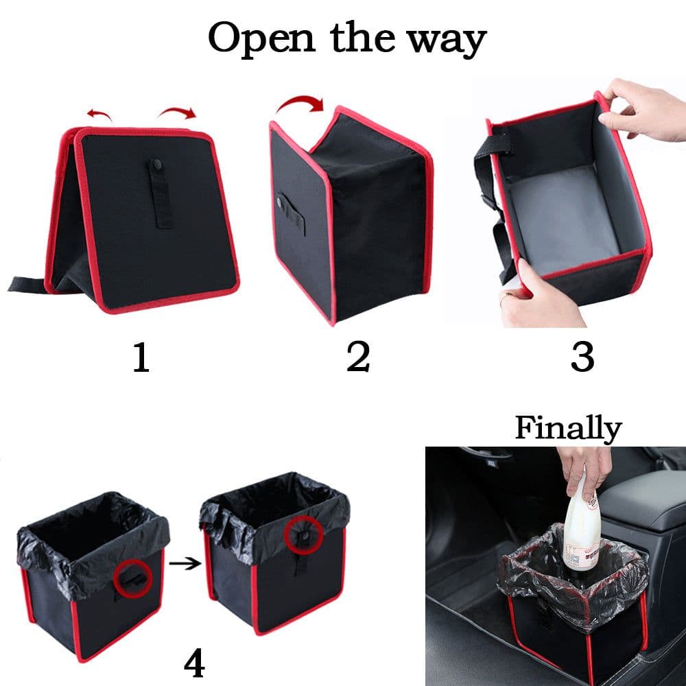 image-Practical Foldable oxford car storage bag for toys clothes seat buckles wastebasket SUV Trunk Organizer for car Garbage bag