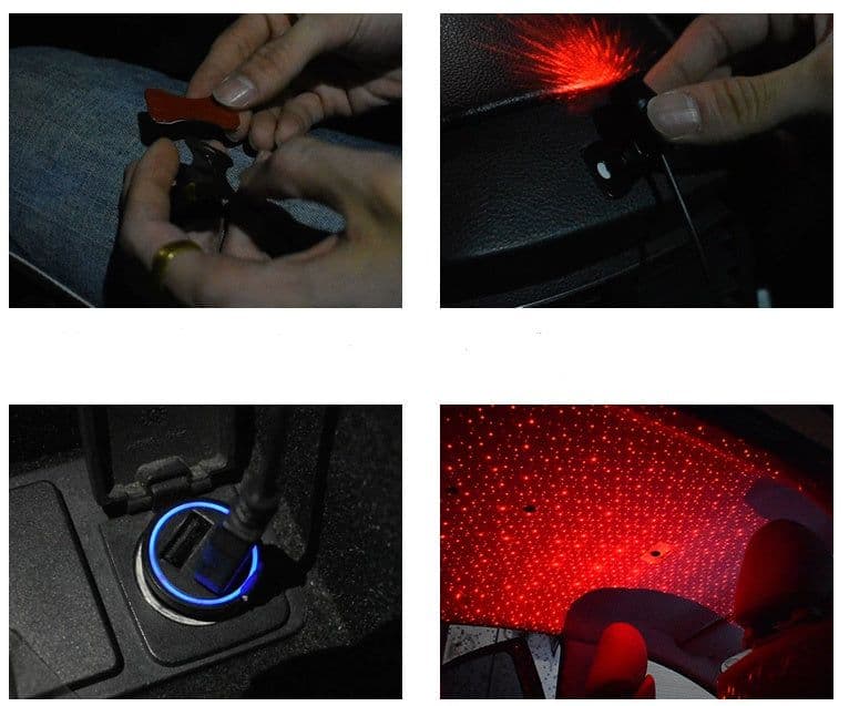 image-Car star ceiling lights modified car roof full star USB car interior atmosphere lights car music sound control decorative lights