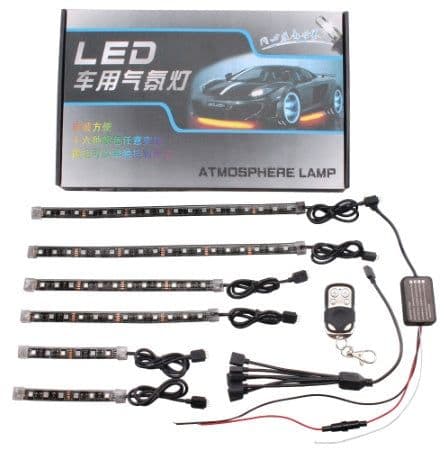 image-Automobile and motorcycle modified universal one for six LED remote control lights RGB atmosphere lights decorative lights atmosphere lights car decoration